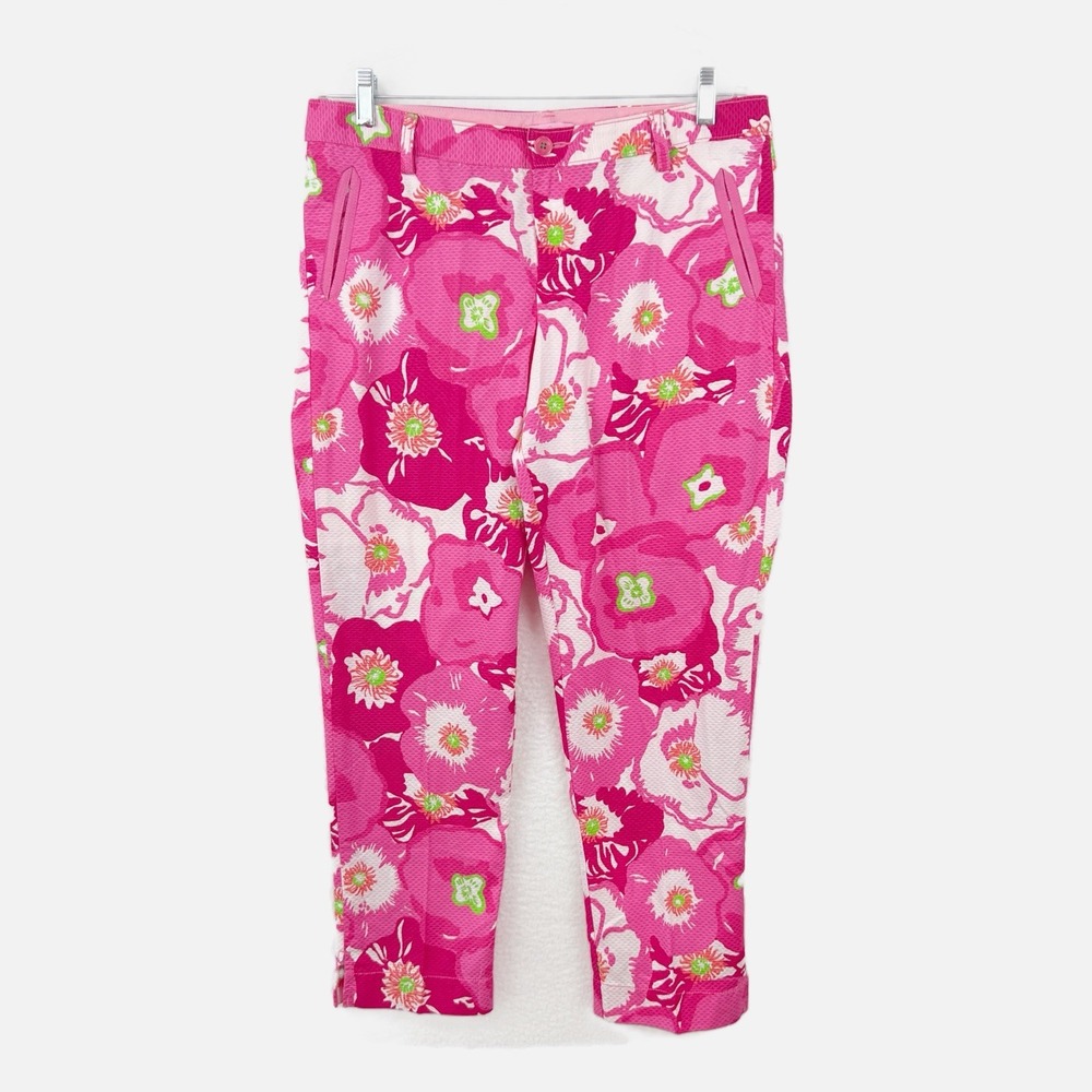Lilly Pulitzer Pink Floral Cropped Pantsuit Pants